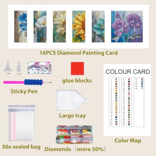 Aestalrcus 6 Pcs Small Diamond Art Kits Flowers Diamond Art Kits for Adults - Image 4