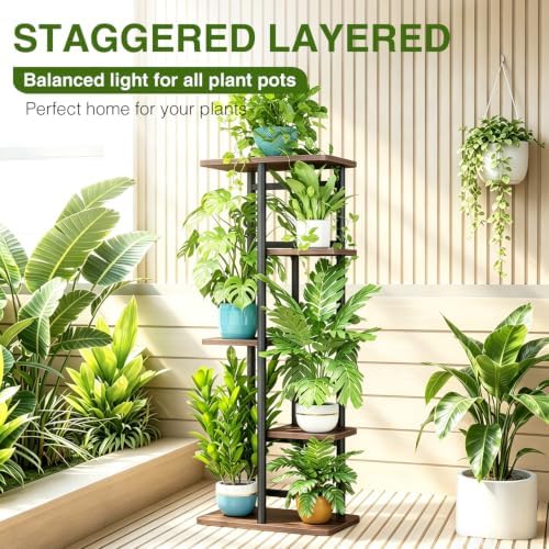 LINZINAR Plant Stand Indoor 5 Tier Metal Corner Tall Flower Shelf - Image 4