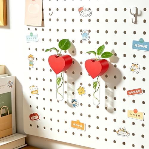 Magnetic Heart-Shaped Wooden Fridge Magnet with Glass Tube Accent, Beech Wood Decorative Magnet for Refrigerator, Kitchen & Office Metal Surfaces (No Plant Included) - Image 5