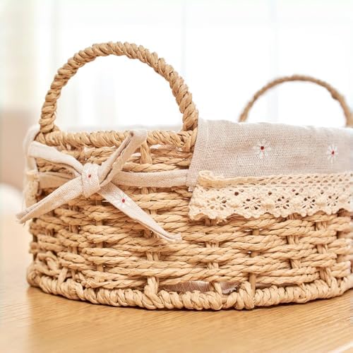 GIB Small Wicker Woven Storage Baskets for Organizing with Handle and Liner - Image 4