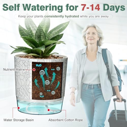 4 Pack Self Watering Pots for Indoor Plants, 4/5.5 Inch Plant Pots - Image 3