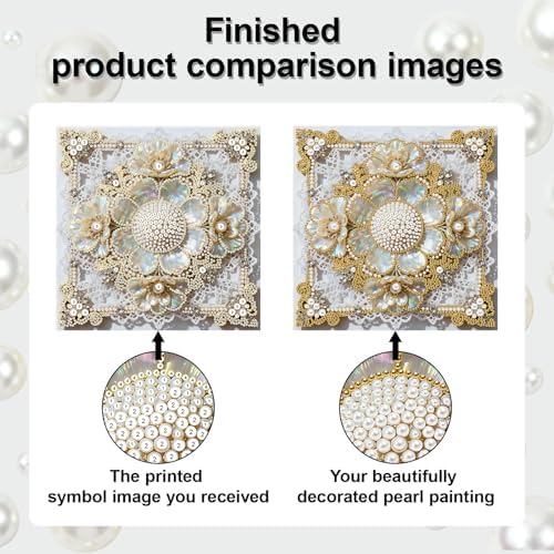 Pearl Art Kits Painting for Adults, DIY Mindfulness Therapy with Framed Canvas and Tools, Beginner Wall Decor-Flower - Image 7