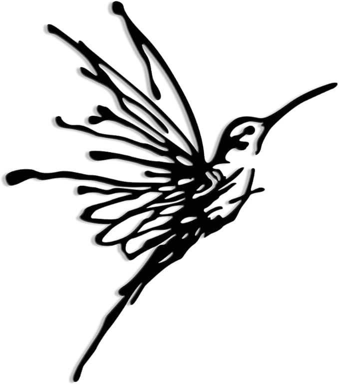 XORT Metal Hummingbird Wall Art, Minimalist Modern Abstract Metal Wall Art, Birds Sign Wall Decoration Hanging for Living Room Bedroom Kitchen. (Black - 12 x 14 inch)