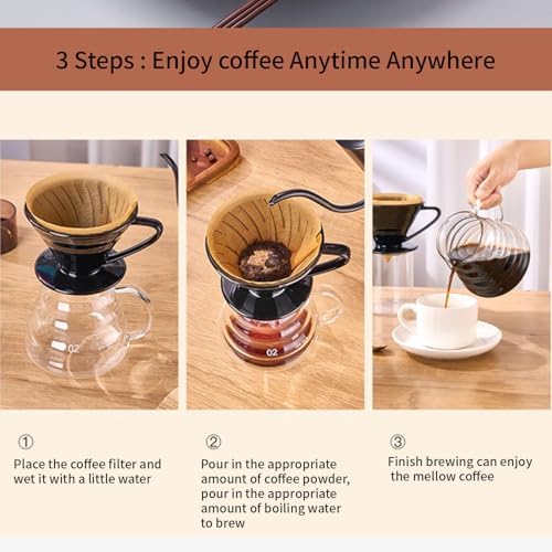 Pour Over Coffee Maker, Single Cup Coffee Dripper, Manual Porcelain Slow Brewing Accessories for Travel, Camping, Office, Home, Cafe, Coffee Gifts (Black, Large) - Image 6
