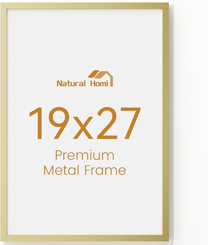 19x27 Aluminum Metal Picture Frame,Tempered Glass Gold Photo Frame 19x27 for Family Photo,Posters,Art,Document to Wall Mount Horizontally or Vertically