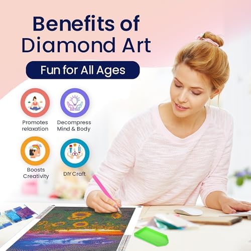 Sunflower Diamond Art Kits for Adults Sunset Landscape 5D Round Drill 12x16 - Image 3