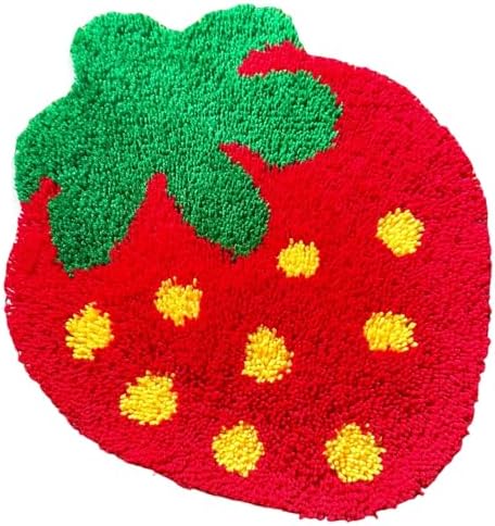 MeoobkCraft Flirty Strawberry for Latch Hook Kits for Adults Beginners Strawberry Pre-Printed Latch Hook Rug Kits Embroidery Cross-Stitch for Home Home Decoration 19.7 x 19.7in by MeoobkCraft