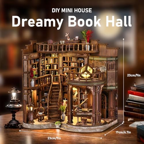 Premium Book Nook Kit, Dreamy Victorian Reading Hall Wooden Bookend with LED Lights, Elegant Luxury 3D Diorama, Aesthetic Home Decor Craft Gift for Women & Adult Collectors 14+ - Image 3