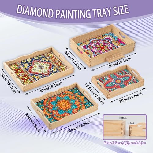 EWJRNSF Diamond Art Kits for Adults Wooden Serving Trays with Phone Holder - Image 2