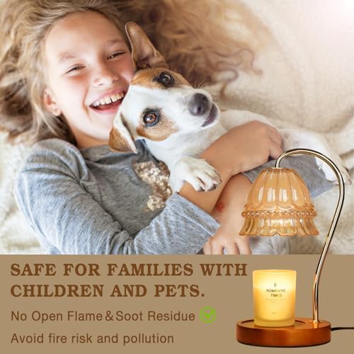 Funistree Flower Candle Warmer Lamp with Timer, Dimmable Candle Lamp Warmer, Christmas Birthday Gifts for Women Mom Her, Housewarming Home Decor, Lotus Wax Warmer for Yankee Candles - Amber Flower - Image 3