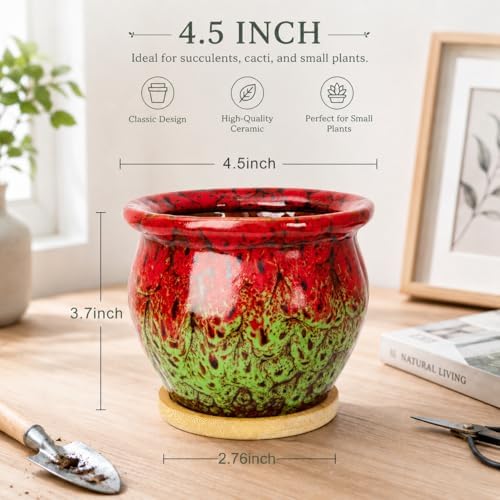 4.5 Inch Plant Pots with Drainage, Small Ceramic Pots for Indoor Plants - Image 2
