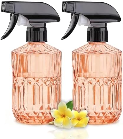 Vintage Glass Spray Bottle, 15oz, Orange, Adjustable Nozzle, 2Pcs by Unknown
