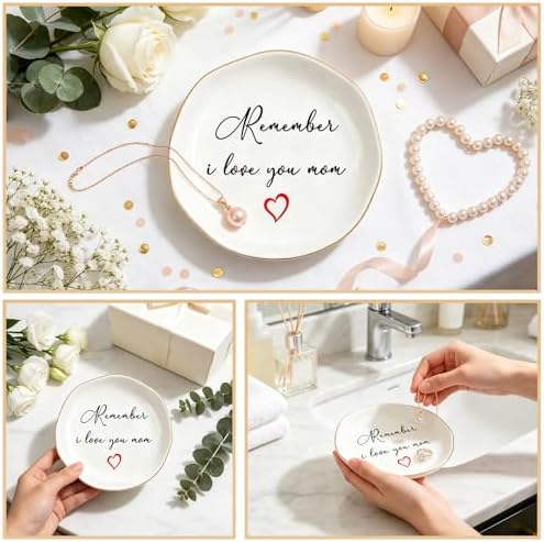 Gifts for Mom, Ring Dish Jewery Tray, White Ceramic Trinket Dish Tray Jewelry Ring Earring Organizers, Birthday Mothers Day Christmas Gift for Mom - Image 6
