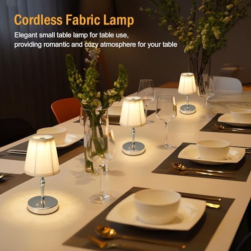 3000 mah Battery lamp,5W LED Small Touch Lamps,3 Color Temperature Dimmable Rechargeable Lamp,Cordless Lamp for Kitchen,Mini Lamps for Small Spaces (Chrome,2 Pack) - Image 2