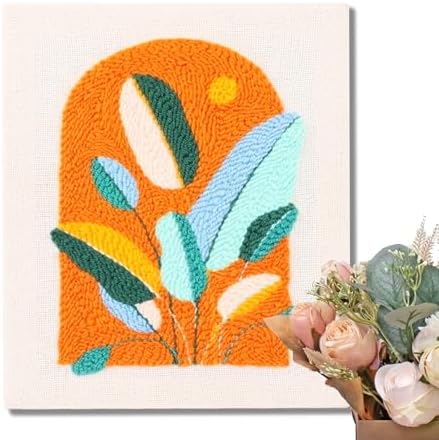 Craftdiam Punch Needle Kit for Adults Beginners, Complete DIY Punch Needle Embroidery Starter Kit with Pre-Printed Pattern, Yarn and Tools, Handmade Wall Art Craft Gift(Orange Color) - Image 4