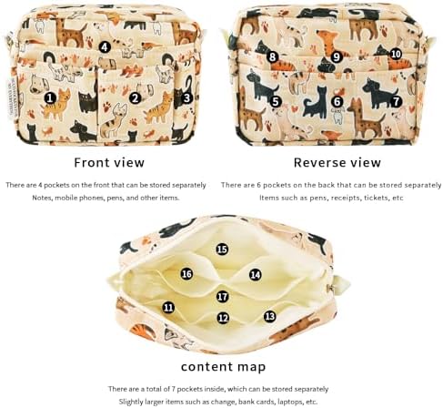 Multiple Pockets Portfolio Organizer with Zipper,Makeup Bag Pencil Pouch - Image 4