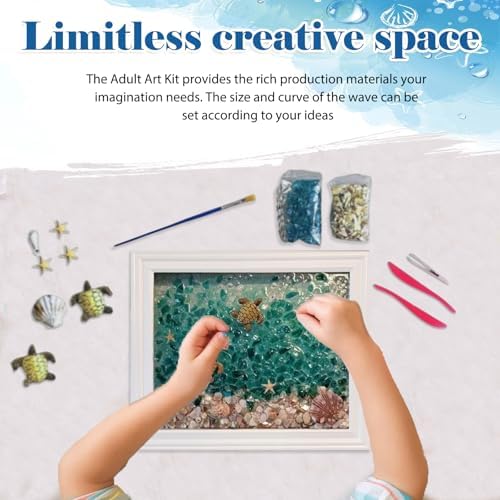 CIYOJA DIY Mosaic Kit for Adults – Complete Glass Mosaic Craft Kit with Sea Glass, Resin, Frame – Easy Resin & Stained Art Starter Set for Beginners & Adult Creative Projects (Turtle Design) - Image 2