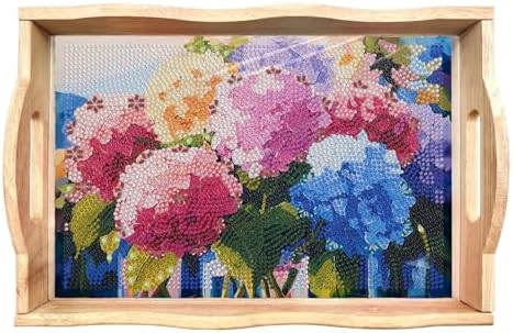 EWJRNSF Hydrangea Diamond Art Tray with Handles Gift Home Decor 7.8×11.8 in by EWJRNSFDiamondPainting