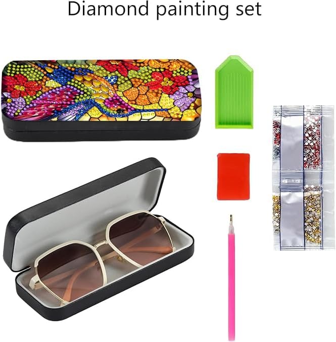 Leatrice 5d Diamond Art Kits for Adults Small Diamond Painting Kit Gem Art Paint by Diamonds Dots Eyeglasses Case DIY for Beginner Women