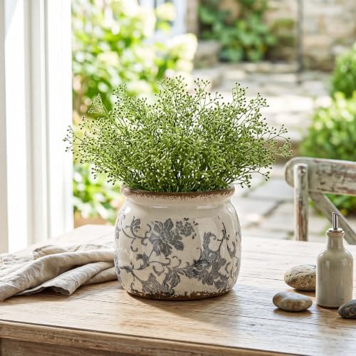 Vintage Planter, Ceramic Pot for Indoor Plant with Drainage Hole - Image 5