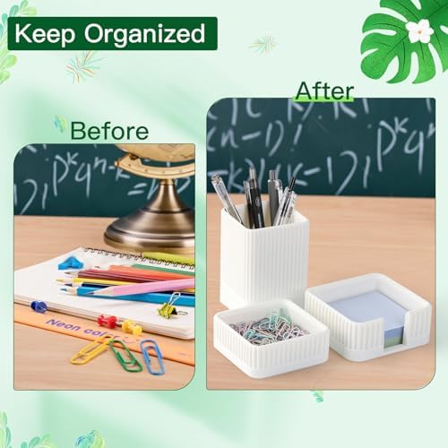Aesthetic Desk Organizer Set,3-Piece Sturdy Plastic Office Accessories - Image 4