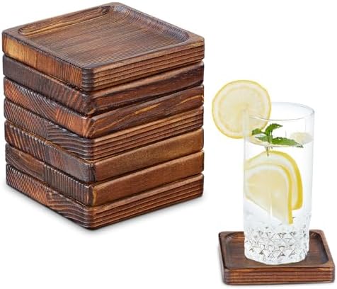 Acacia Wood Coasters for Drink-Drink Coasters Set of 8 | Coffee Table Decor by Hanber