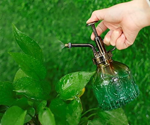 Hniuyun Glass Plant Mister Spray Bottle, 6.4 All Vintage Spritzer, Bronze Plastic Top Pump, Plant Mister Watering Garden Tool (Yellow Green Gradient) - Image 5
