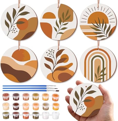 6 Pcs Boho Paint by Numbers Kit Wooden Mini Paint by Numbers for Adults by Tenceur