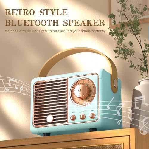 Retro Bluetooth Speaker Portable Mini Wireless Speaker Vintage Decor Blue - Image 7