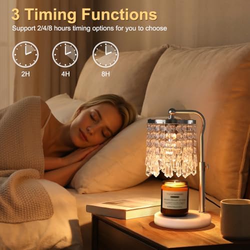 Candle Warmer Lamp Silver Adjustable Height with Timer Dimmer - Image 5