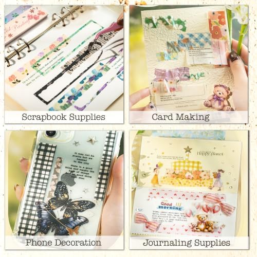 Aromoty Slim 192Pcs Washi Stickers Book Kit, 6 Sets Flowers - Image 5