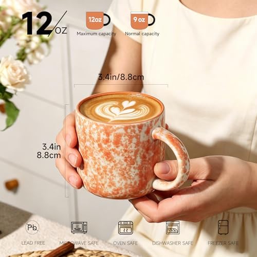 MONITO 12oz Coffee Mugs Set of 6, Modern Ceramic Mugs with Handle - Image 2