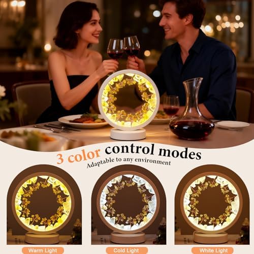 Runyangshi Crystal Lamp，Natural Crystal Citrine Small Tree Round White Frame Tri-Color Ambient Light Home Decoration Night Light Healing Decor Gift - Image 5
