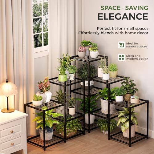 Bamworld Corner Plant Stand Indoor Metal Plant Shelf 5-Tier - Image 5