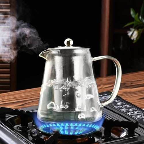 Baalaka Glass Teapot 18.6oz/550ml, Tea Pot with Removable Infusers for Loose Tea, Borosilicate Glass Tea Kettle Tea Maker Stovetop for Camping, Tea Infuser for Loose Leaf Tea Travel (Pack of 2) - Image 5