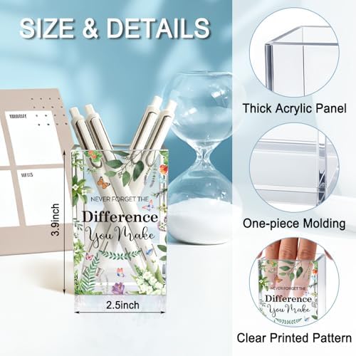 Never Forget The Difference You Make Acrylic Pencil Holder Cup, Farewell Retirement Thank You Gifts for Women Nurse HR, Inspirational Pen Holder for Home Office, Spring Cosmetic Holder Gifts - Image 2