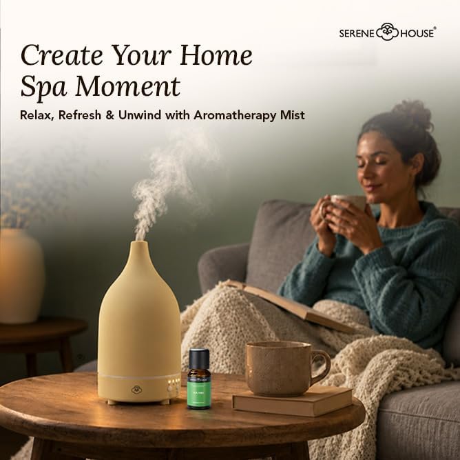 Serene House Vapor Ultrasonic Essential Oil Diffuser Ceramic Beige 90ml - Image 2