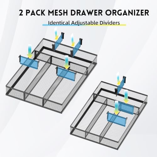 SUPEASY 2 Pack Desk Drawer Organizer with Adjustable Dividers, Black - Image 3