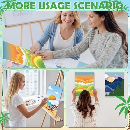Blosssound 10 Set Pre Printed Canvas Pre Drawn Canvas Painting with Easel Kits 5" x 7" Outline Painting Panels for Beginners, DIY Craft Project, Home Decors(Summer) - Image 6