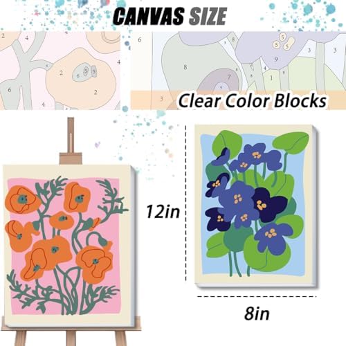 TONGZONGFU 4 Pack Framed Easy Paint by Numbers Kit for Adults Beginner,Easy Paint by Numbers Kit for Flower Small Paint by Number Kit for Kids Frame on Canvas for Home Decor 8x12 Inch - Image 5