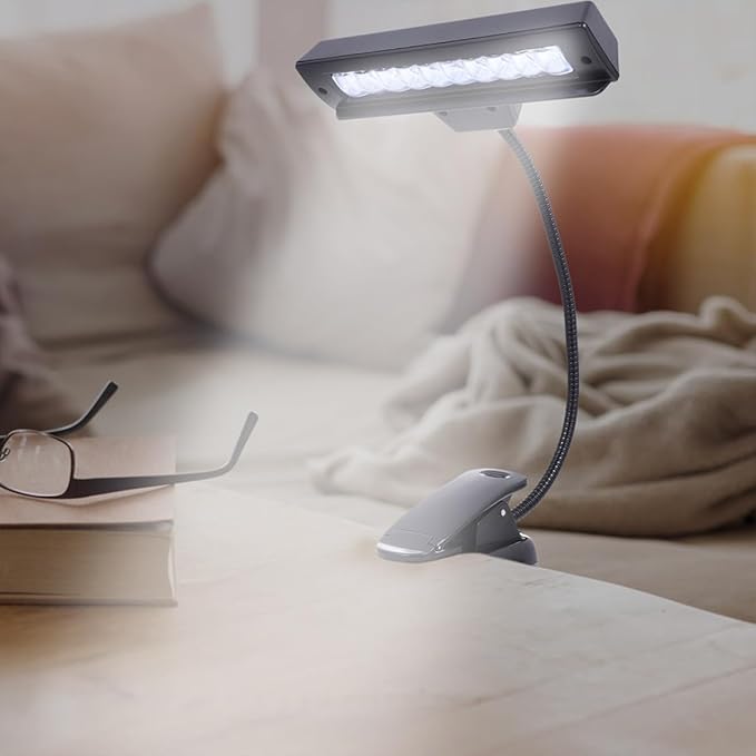 USB Rechargeable LED Music Stand Lamp with Flexible Adjustable Arm Touch Control Dimmable Desk Light for Reading and Keyboard Energy-Saving Table Lamp for Bedroom and Studio