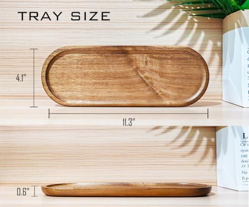 Small Wooden Oval Narrow Tray (11.3 x 4.1 inch) 3 Pack - Image 6