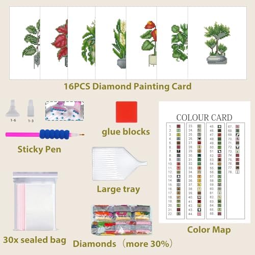 Aestalrcus Plants Small Diamond Art Kits for Adults, 16 Pcs, 6.7x8.3 Inch - Image 4