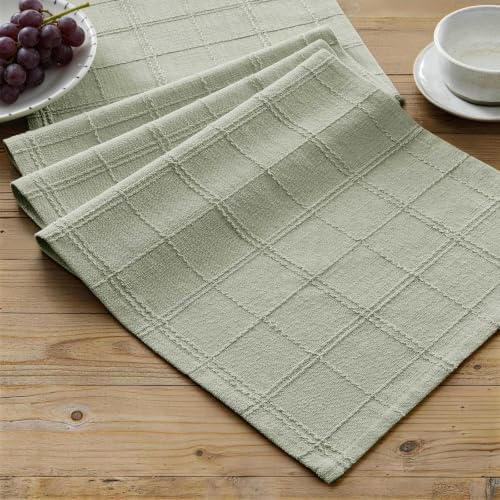ZeeMart Linen Checked Farmhouse Table Runner, 13x72 Inches Seeding Green by ZEEMARTONLINE