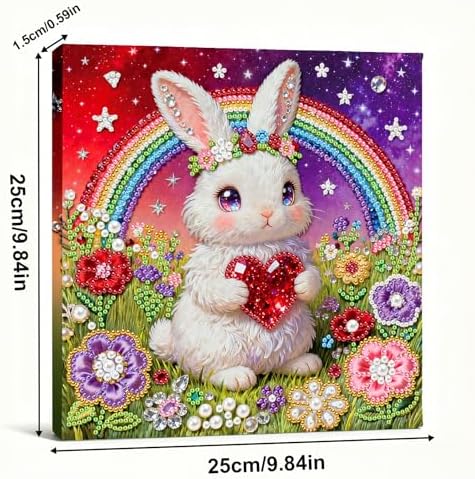LQCrafK DIY Pearl Art Painting Handcraft Kit for Adults Beginners, Healing Stress-Relieving Home Wall Creative Design Decoration, Framed Painting with Tools-Rabbit - Image 6