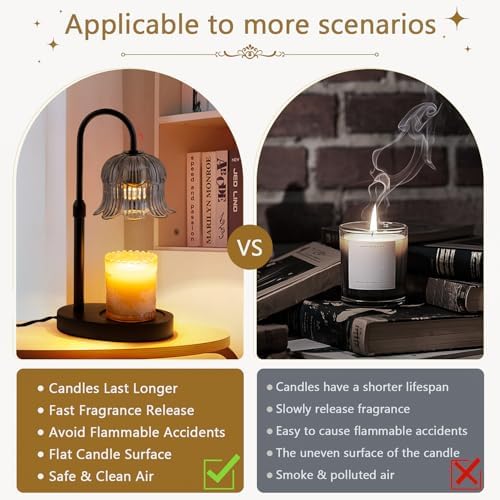 CRMILL Candle Warmer Lamp Electric Timer - Candles Height Control Warmers Scented Lamps No Flame Heat Warm Melt Wax Jar Modern Home Decor Table Lights for Home Living Bedroom Decorative - Image 5
