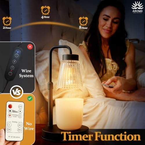 Candle Warmer Lamp with Timer & Wireless Remote Control – Dimmable 4-Level Adjustable Height Electric Wax Melt Warmer, Flameless Jar Light for Modern Minimalist Home Decor - Image 4
