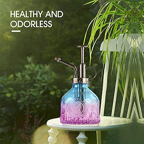 Glass Plant Mister Spray Bottle Indoor Watering Can 6.4inch Tall with Bronze Plastic Top Pump Vintage Small Plant for Outdoor Garden Succulent Flower - Image 5
