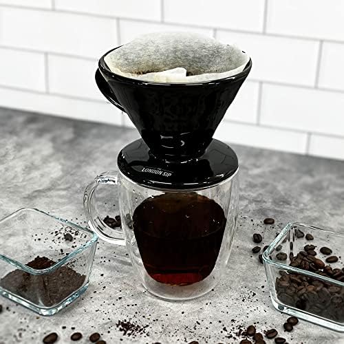 The London Sip Ceramic Coffee Dripper Pour Over Ceramic Coffee Maker, Coffee Slow Brewing Accessories for Home, 1-4 Cup, Black - Image 5