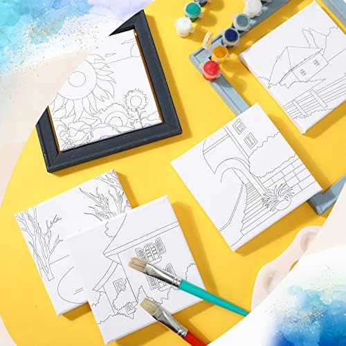 Honoson 6 Pcs 6 Inch Pre Drawn Outline Canvas Paint Kit with Pictures for Adults Paint Party Stretched Canvas Art Boards Set for Adult Beginner(Classic Style) - Image 6